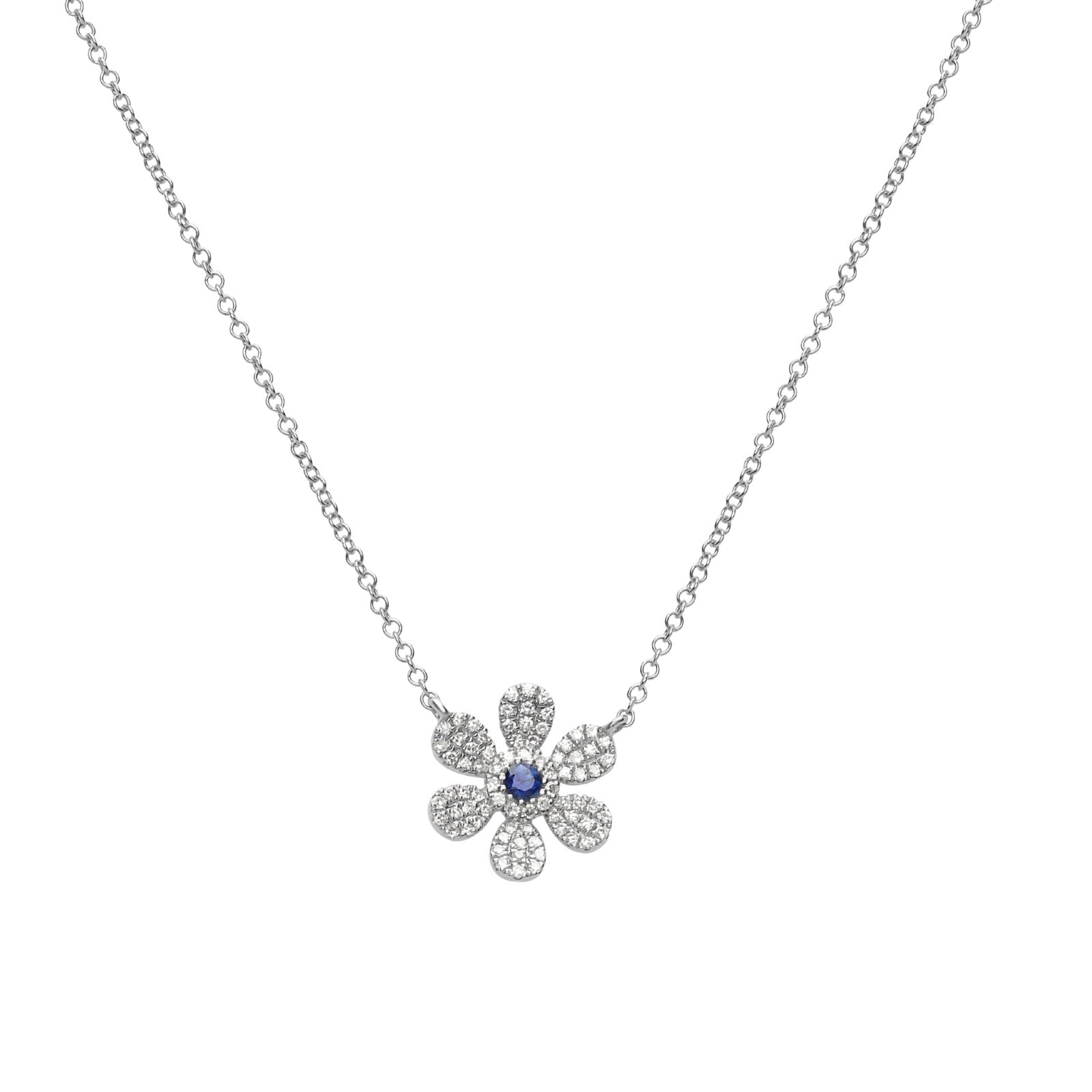 Sapphire and Diamond Pavé Flower Pendant Necklace Necklaces Estella Collection #product_description# 14k Birthstone Diamond #tag4# #tag5# #tag6# #tag7# #tag8# #tag9# #tag10#