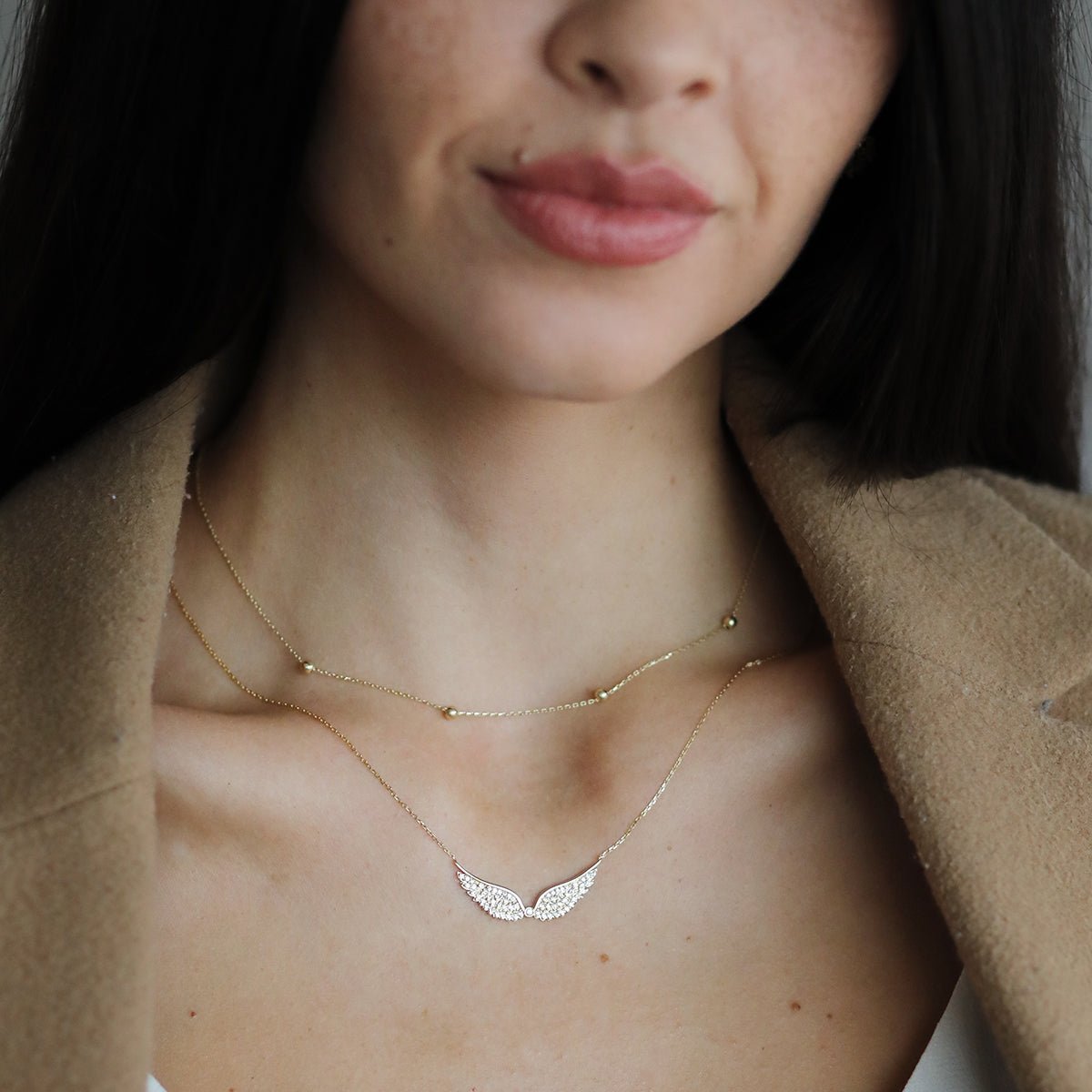 Sapphire Pave Angel Wing Necklace Necklaces Estella Collection #product_description# 14k Birthstone Gemstone #tag4# #tag5# #tag6# #tag7# #tag8# #tag9# #tag10#