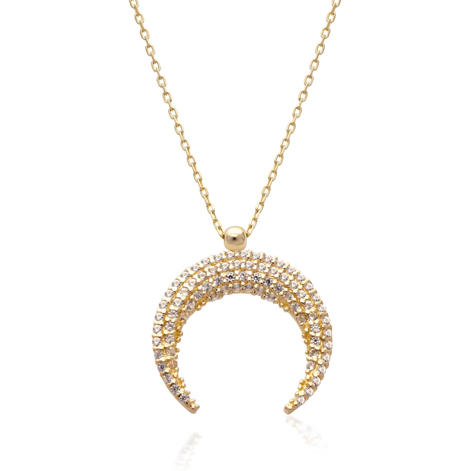 Sapphire Pave Crescent Moon Necklace Necklaces Estella Collection #product_description# 14k Birthstone Gemstone #tag4# #tag5# #tag6# #tag7# #tag8# #tag9# #tag10#