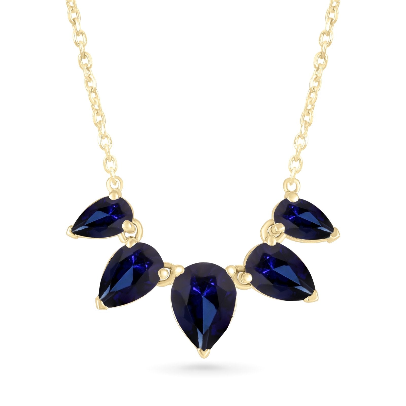 Teardrop Shaped Blue Sapphire Necklace Necklaces Estella Collection 32712 10k blue Blue Gemstone #tag4# #tag5# #tag6# #tag7# #tag8# #tag9# #tag10#