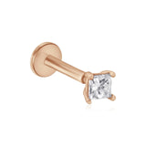 Princess Cut Diamond Flat Back Earring Huggie in 14k Rose Gold Estella Collection 14k Cartilage Earrings Diamond #tag4# #tag5# #tag6# #tag7# #tag8# #tag9# #tag10# 14k Rose Gold 5 mm