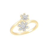 Bezel Set Diamond Double Flower Toi et Moi Ring Rings Estella Collection #product_description# 32758 10k April Birthstone Colorless Gemstone #tag4# #tag5# #tag6# #tag7# #tag8# #tag9# #tag10#