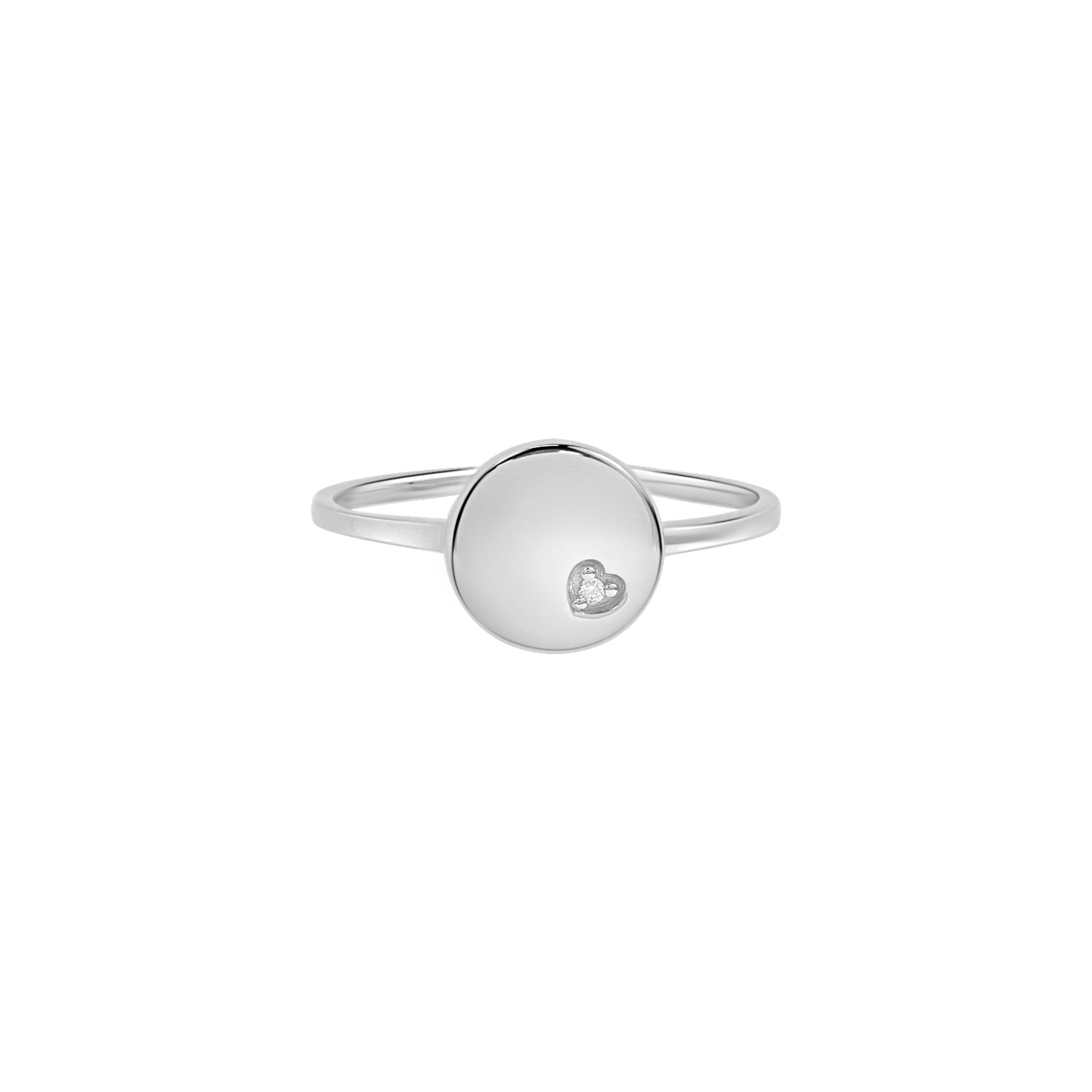 Diamond Heart Disc Signet Ring Rings Estella Collection #product_description# 17633 14k April Birthstone Birthstone #tag4# #tag5# #tag6# #tag7# #tag8# #tag9# #tag10# 14K White Gold 6