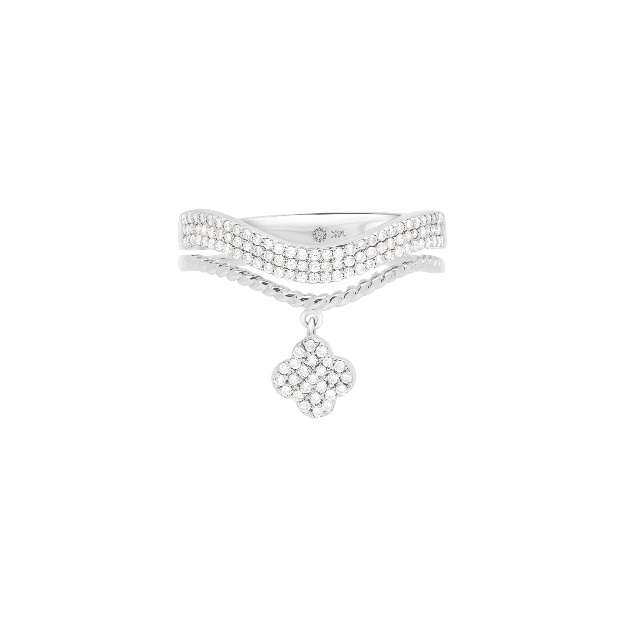 Diamond Pavé Studded Clover Drop Cable Ring Rings Estella Collection #product_description# 17238 14k Diamond Engagement Ring #tag4# #tag5# #tag6# #tag7# #tag8# #tag9# #tag10# 6