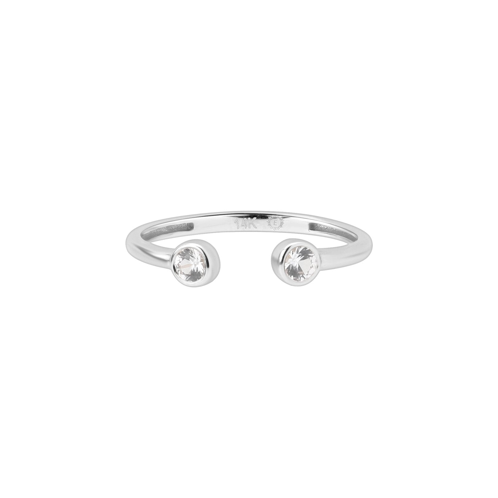 Double Sapphire Open Cuff Ring Rings Estella Collection #product_description# 17750 14k Birthstone Colorless Gemstone #tag4# #tag5# #tag6# #tag7# #tag8# #tag9# #tag10# 14K White Gold 6