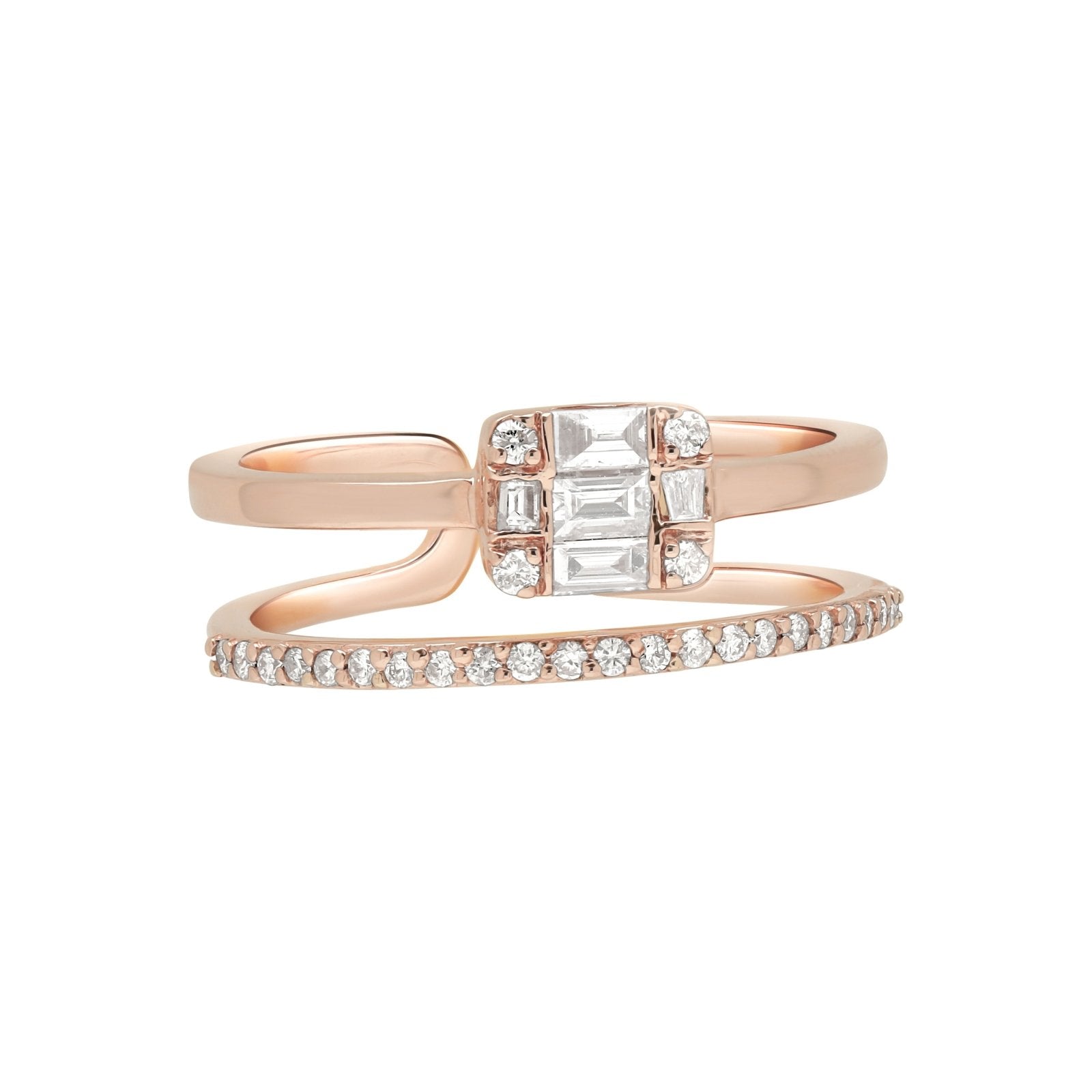 Eternity Band and Diamond Baguette Illusion Double Ring Rings Estella Collection 17495 14k Diamond Engagement Ring #tag4# #tag5# #tag6# #tag7# #tag8# #tag9# #tag10# 6 14K Rose Gold