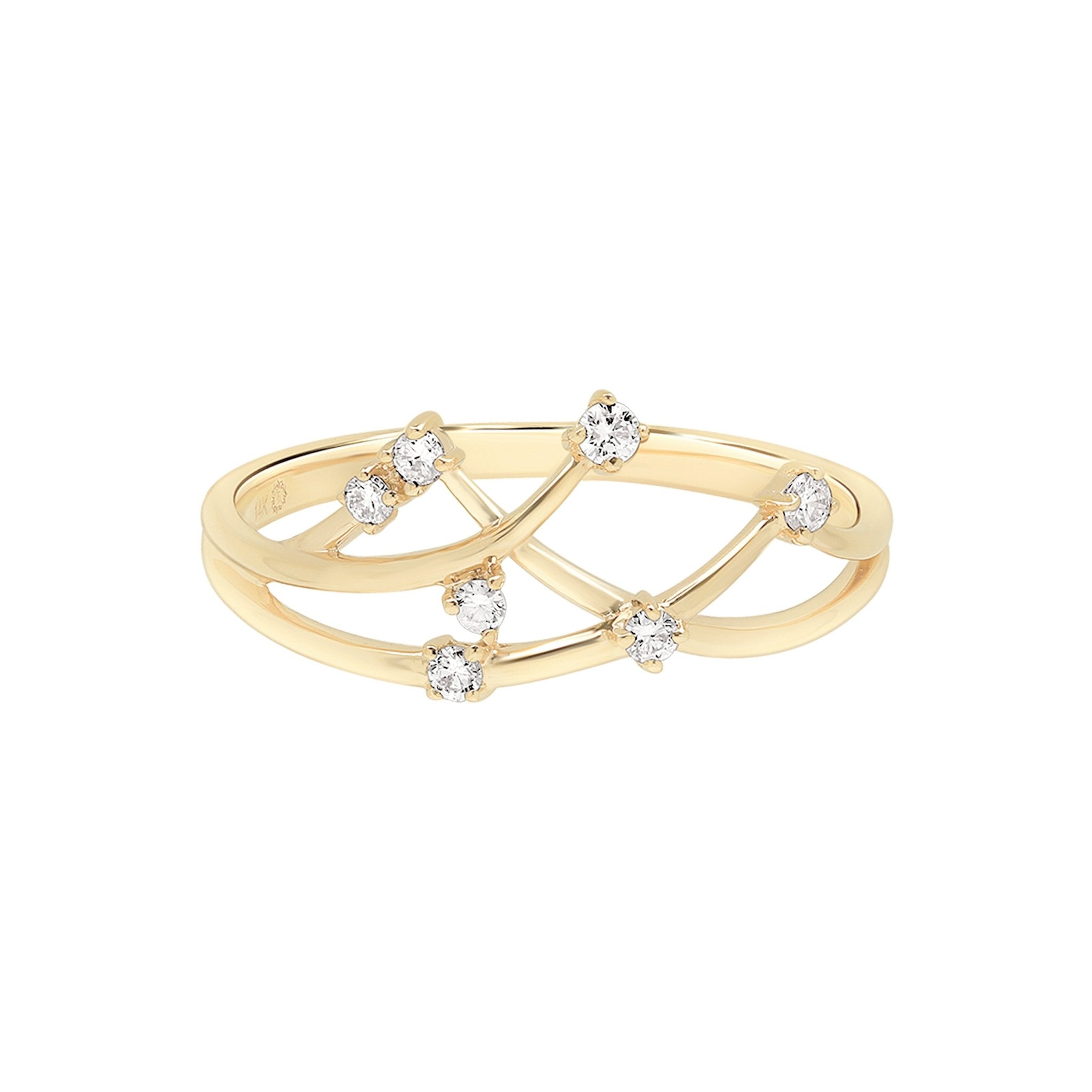 Interlocking Floating Diamond Ring in Solid 14k Yellow Gold – Estella ...