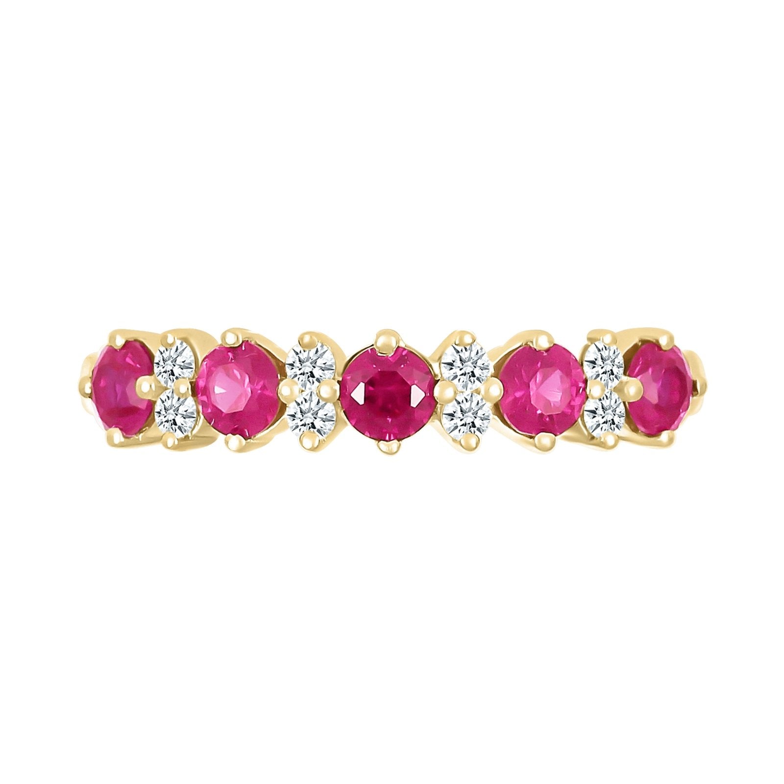 Ruby and White Sapphire Half Eternity Ring Rings Estella Collection #product_description# 32767 10k Birthstone Made to Order #tag4# #tag5# #tag6# #tag7# #tag8# #tag9# #tag10#