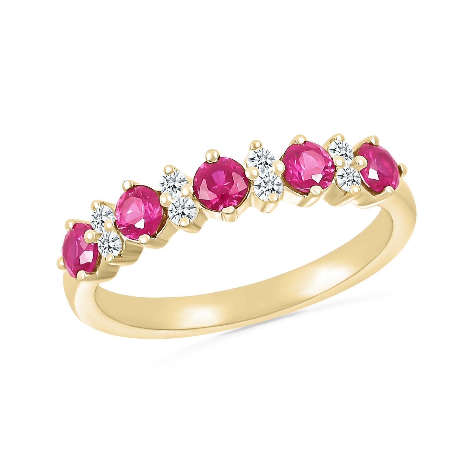 Ruby and White Sapphire Half Eternity Ring Rings Estella Collection 32767 10k Birthstone Made to Order #tag4# #tag5# #tag6# #tag7# #tag8# #tag9# #tag10#