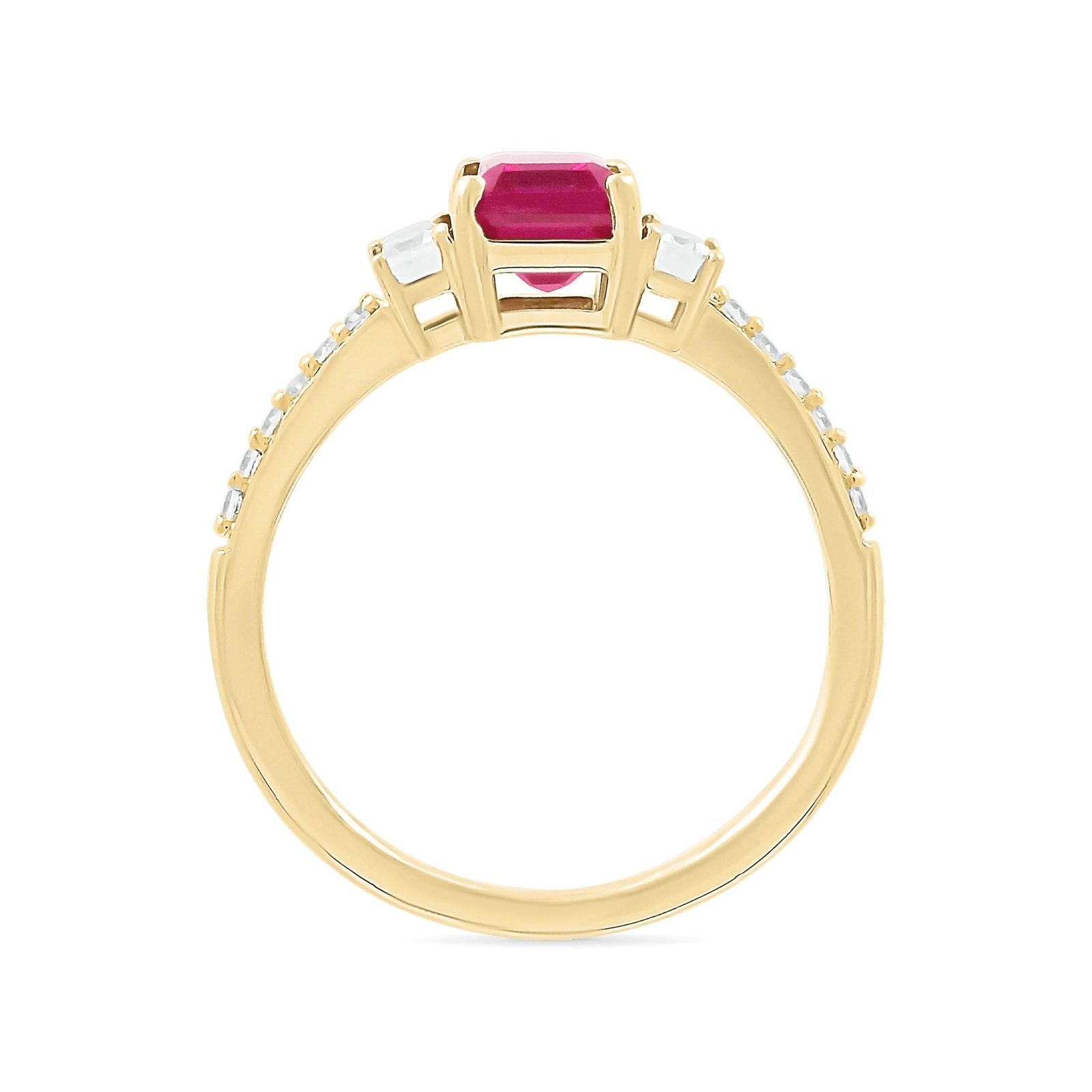 Three Stone Emerald Cut Ruby Ring with White Sapphire Band Rings Estella Collection #product_description# 32749 Made to Order Ruby White Sapphire #tag4# #tag5# #tag6# #tag7# #tag8# #tag9# #tag10#