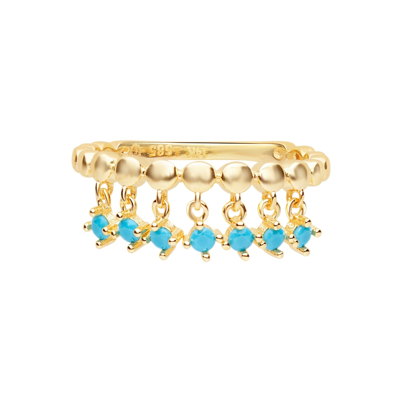 Turquoise Dangle Charm Ring Rings Estella Collection #product_description# 17817 14k Birthstone Gemstone #tag4# #tag5# #tag6# #tag7# #tag8# #tag9# #tag10# 14K Yellow Gold 6