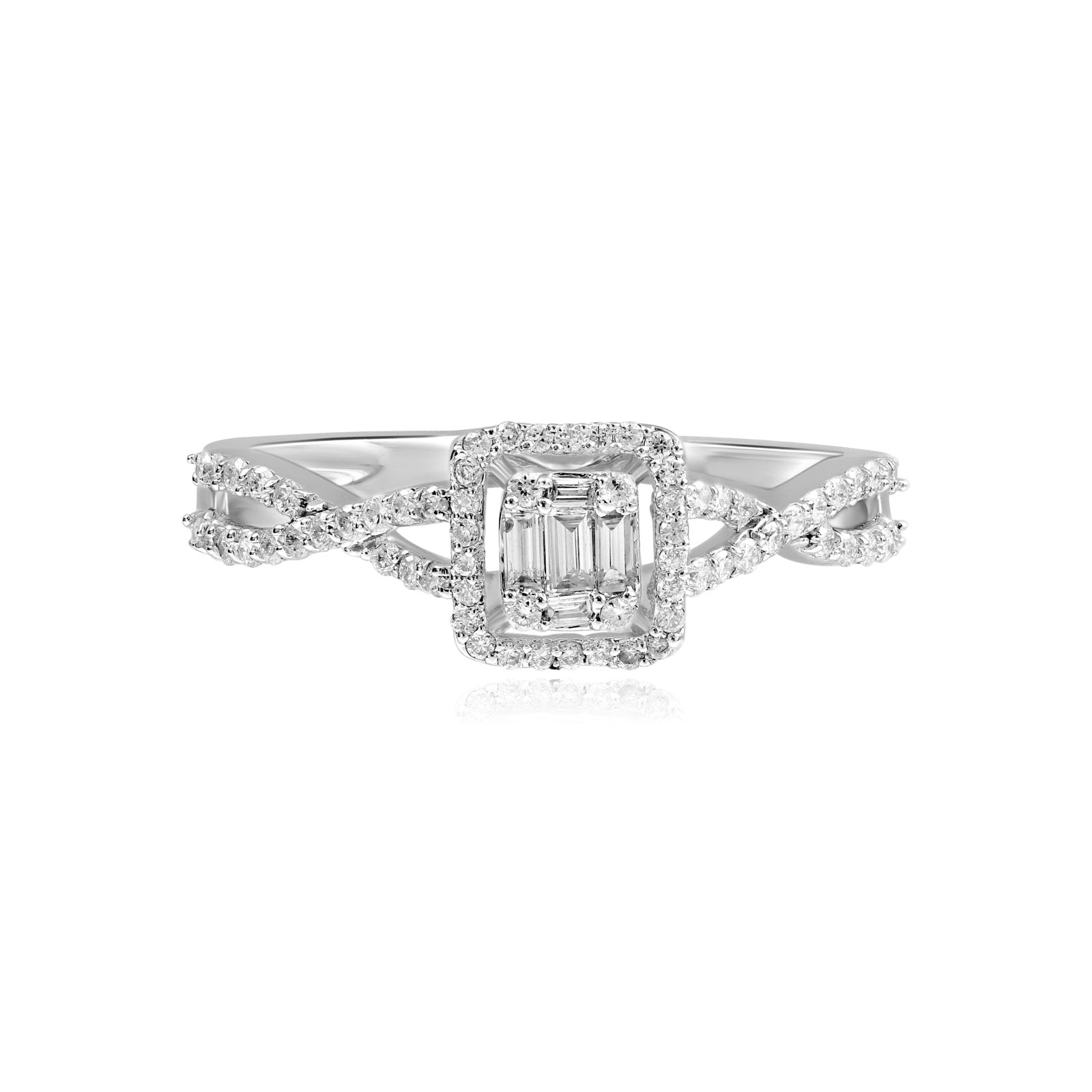 Baguette Halo Diamond with Infinity Shank Band Rings Estella Collection #product_description# 17477 14k Colorless Gemstone Diamond #tag4# #tag5# #tag6# #tag7# #tag8# #tag9# #tag10# 6