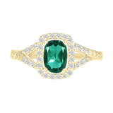 Cushion Cut Emerald Ring with White Sapphire Halo and Split Shank Rings Estella Collection 32752 10k Birthstone Birthstone Jewelry #tag4# #tag5# #tag6# #tag7# #tag8# #tag9# #tag10#
