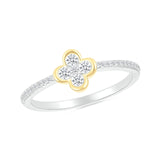 Diamond Clover Ring Bezel Set on Diamond Band Rings Estella Collection 32755 10k 925 April Birthstone #tag4# #tag5# #tag6# #tag7# #tag8# #tag9# #tag10#