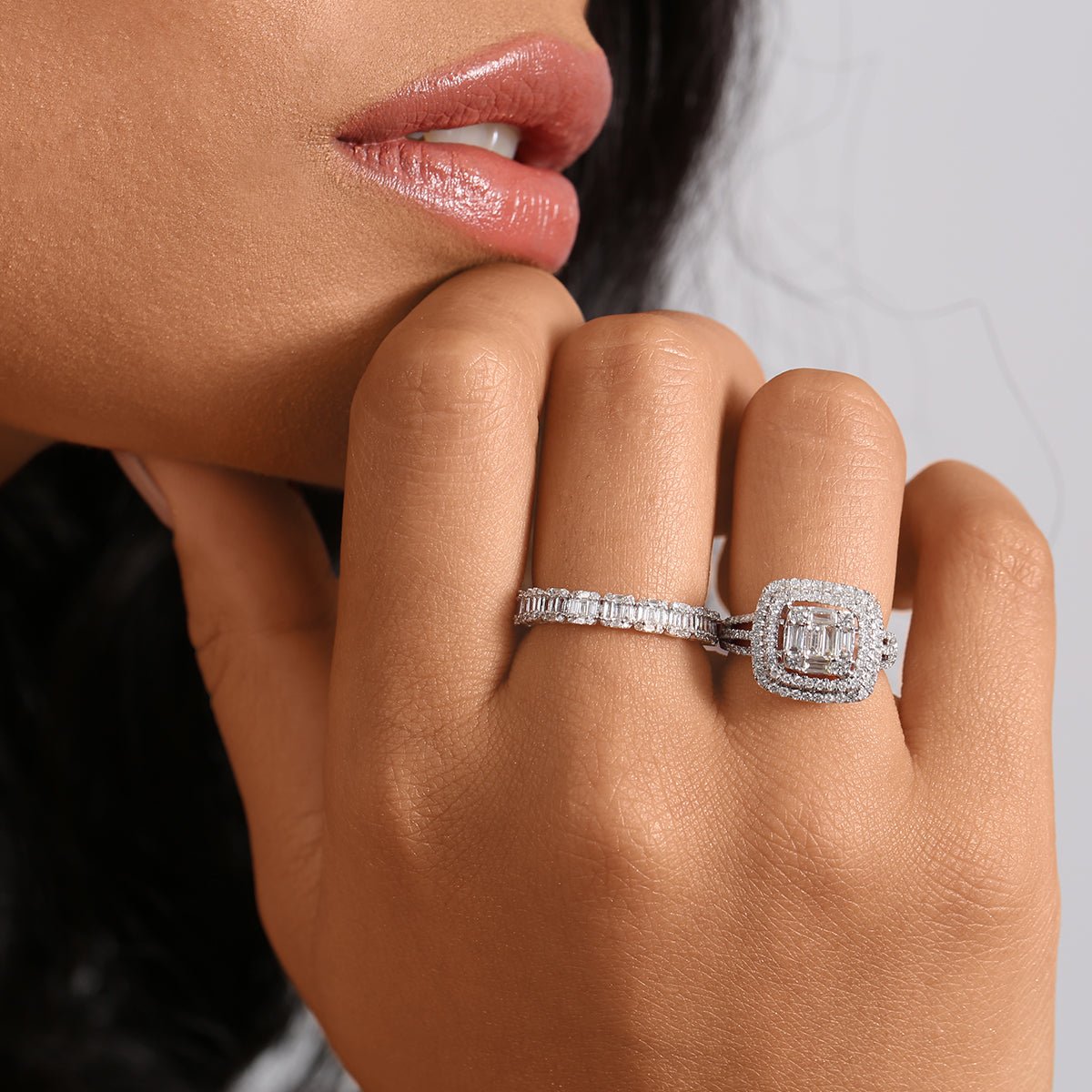 Double Cushion Cut Diamond Halo Illusion Ring in Solid 18k White Gold Rings Estella Collection #product_description# 17462 18k Diamond Engagement Ring #tag4# #tag5# #tag6# #tag7# #tag8# #tag9# #tag10# 6 18K White Gold