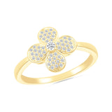 Four Petal Diamond Pave Flower Ring Rings Estella Collection 32756 10k April Birthstone Colorless Gemstone #tag4# #tag5# #tag6# #tag7# #tag8# #tag9# #tag10#