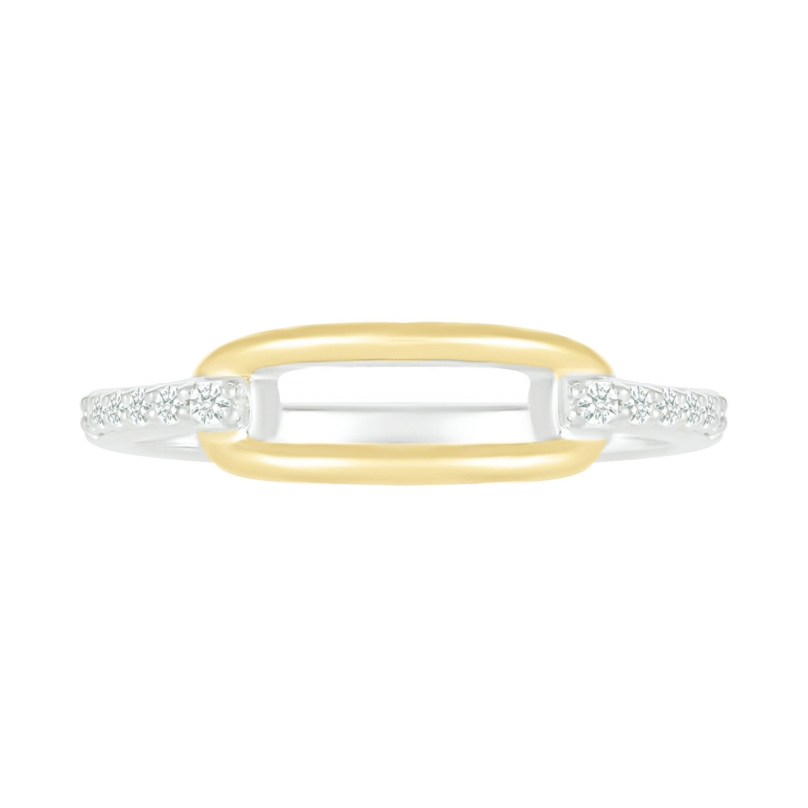 Gold Paperclip Link Ring with Diamonds Rings Estella Collection 32744 925 Diamond Sterling Silver #tag4# #tag5# #tag6# #tag7# #tag8# #tag9# #tag10#
