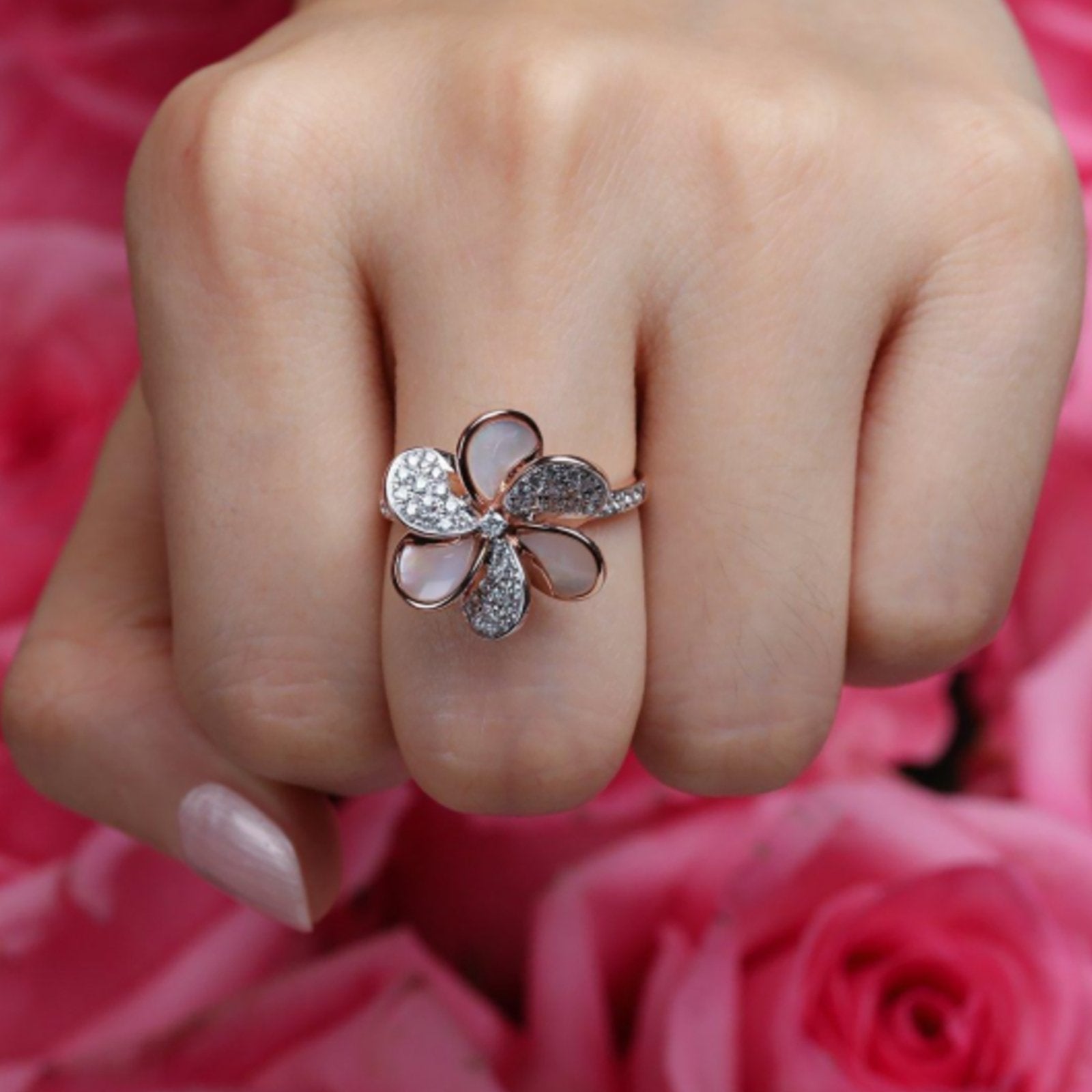 Mother of Pearl and Diamond Pave Flower Cocktail Ring Rings Estella Collection #product_description# 17206 14k Birthstone Diamond #tag4# #tag5# #tag6# #tag7# #tag8# #tag9# #tag10# 6
