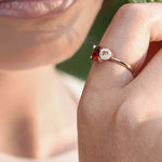Stacked Diamond and Garnet Solitaire Cocktail Ring Rings Estella Collection #product_description# 17550 14k Birthstone Diamond #tag4# #tag5# #tag6# #tag7# #tag8# #tag9# #tag10# 14K Rose Gold 6