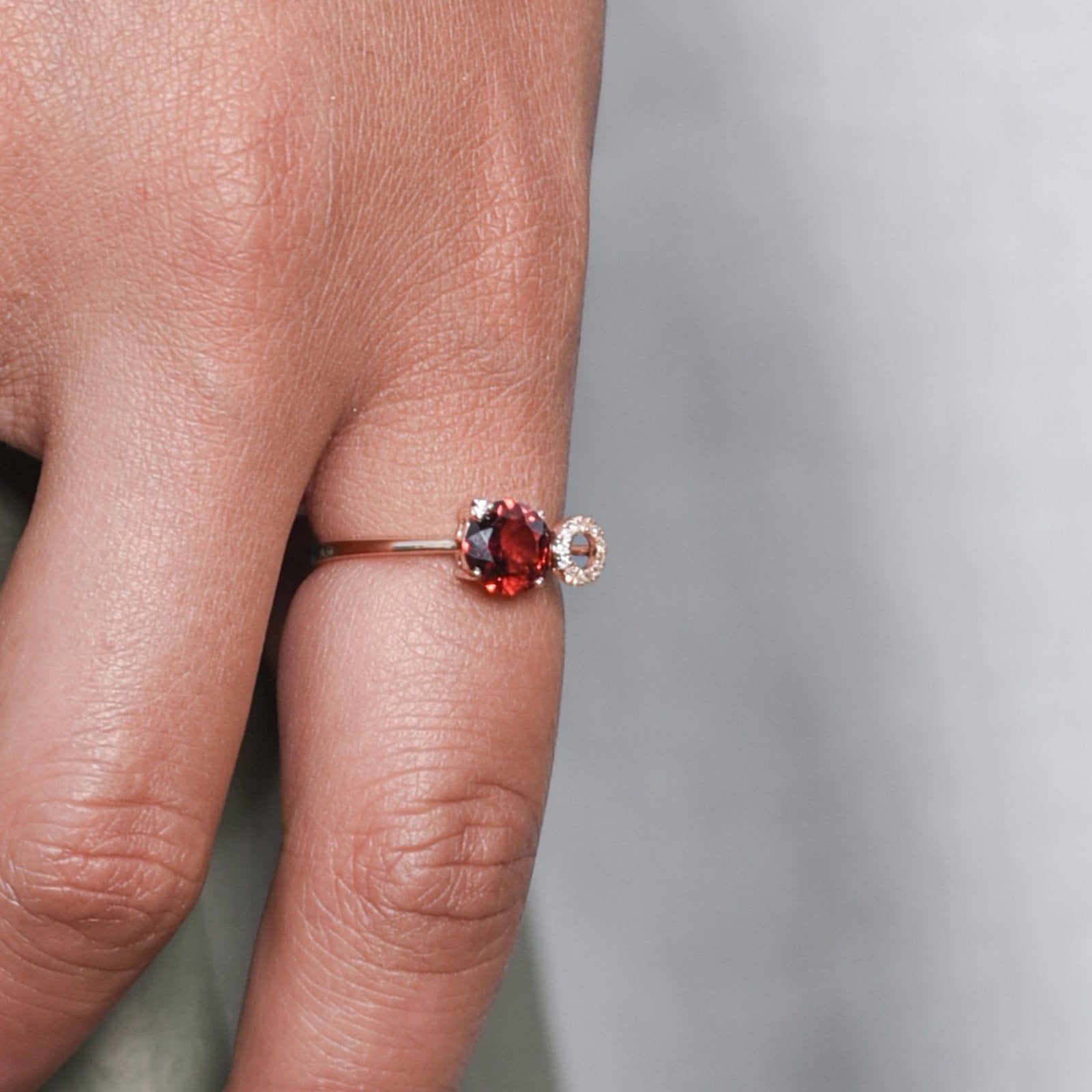 Stacked Diamond and Garnet Solitaire Cocktail Ring Rings Estella Collection #product_description# 17550 14k Birthstone Diamond #tag4# #tag5# #tag6# #tag7# #tag8# #tag9# #tag10# 14K Rose Gold 6
